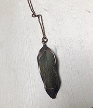 Load image into Gallery viewer, Electroformed Green Macaw Feather Necklace #3 - Ready to Ship
