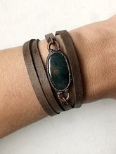 Load image into Gallery viewer, Moss Agate and Leather Wrap Bracelet/Choker #1 - Ready to Ship

