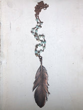 Load image into Gallery viewer, Large Electroformed Feather &amp; Amazonite Necklace #1 - Moksha Collection
