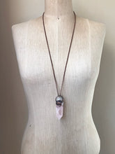 Load image into Gallery viewer, Rose Quartz and Angel Aura Cluster Long Necklace - Ready to Ship
