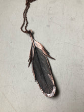 Load image into Gallery viewer, Electroformed African Gray Feather Necklace - Ready to Ship

