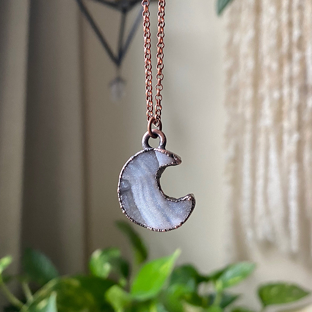Desert Druzy Crescent Moon Necklace #2 - Ready to Ship