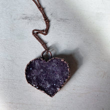 Load image into Gallery viewer, Amethyst Druzy Heart “Shine&quot; Necklace #2 - Ready to Ship

