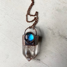 Load image into Gallery viewer, Clear Quartz &amp;  Labradorite Blue Moon Necklace
