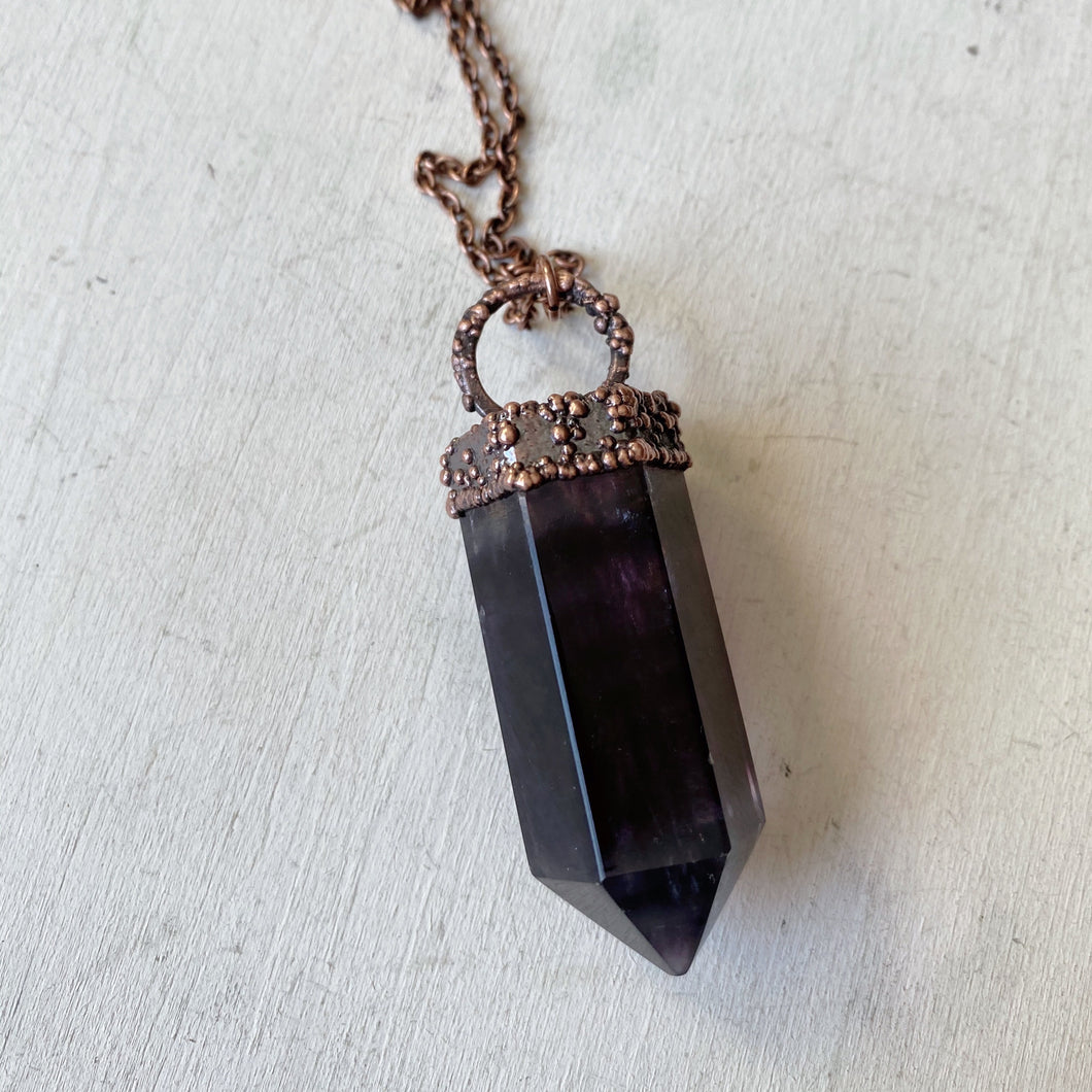 Fluorite Polished Point Necklace #7 - Ready to Ship