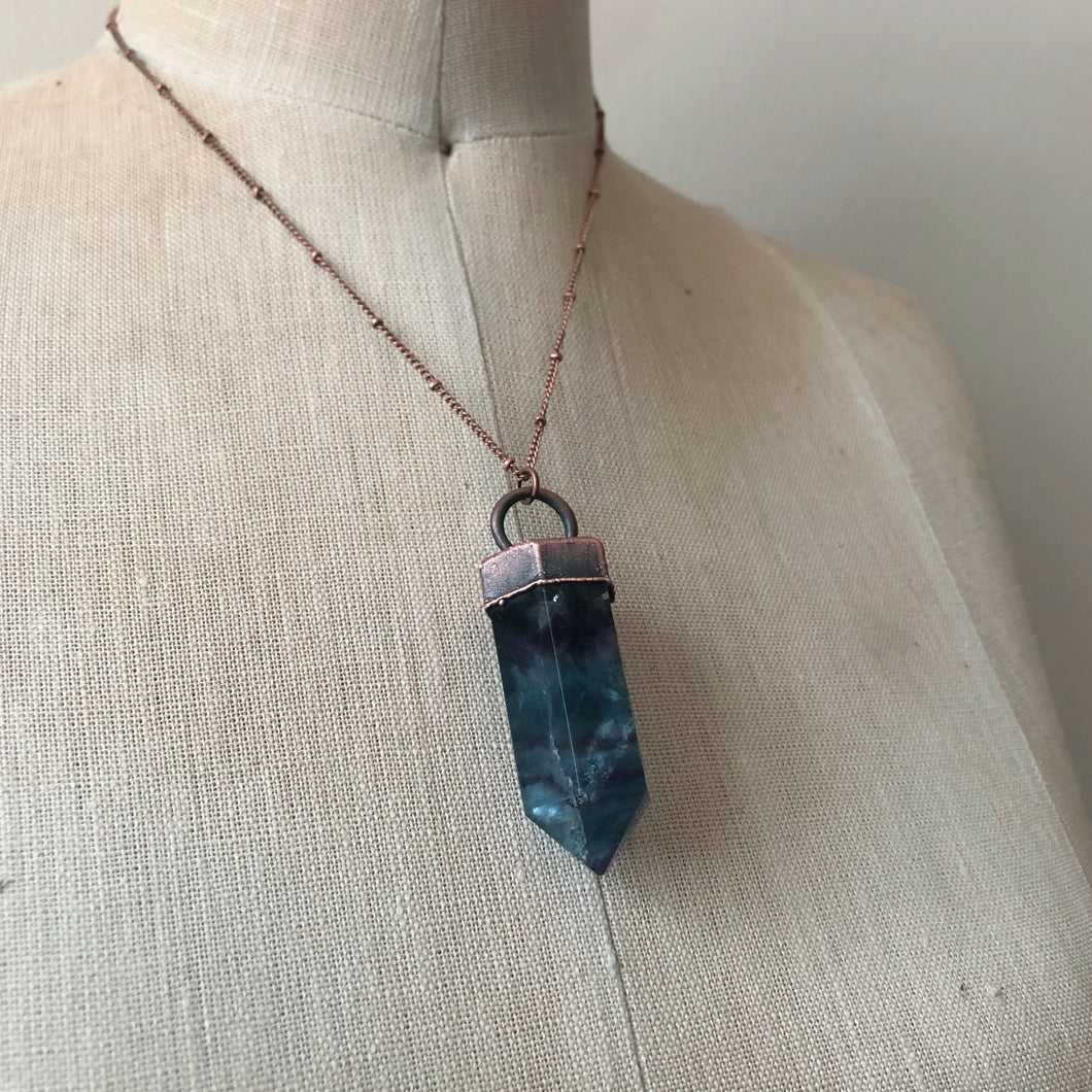 Fluorite Polished Point Necklace #7 - Ready to Ship