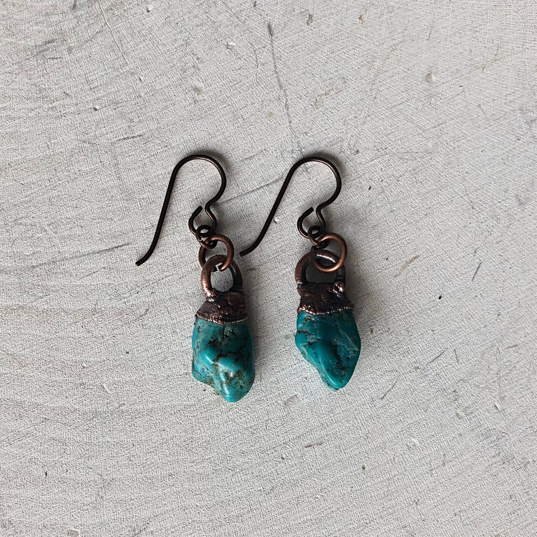 Raw Kingman Turquoise Hanging Earrings #3 - Ready to Ship (4/25 Update)