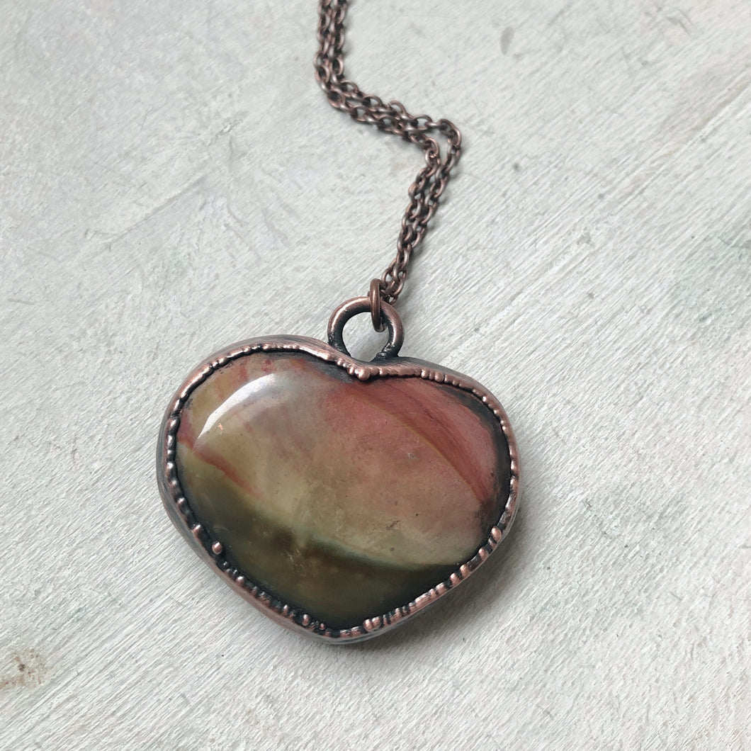 Polychrome Jasper Heart Necklace #5