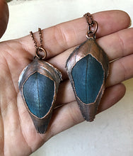 Load image into Gallery viewer, Electroformed Small Macaw Feather Necklace - Ready to Ship
