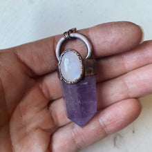 Load image into Gallery viewer, Amethyst Polished Point &amp; Rainbow Moonstone Necklace #1 - Ready to Ship
