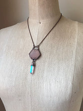 Load image into Gallery viewer, Rose Quartz Hexagon with Angel Aura Point Necklace - Ready to Ship
