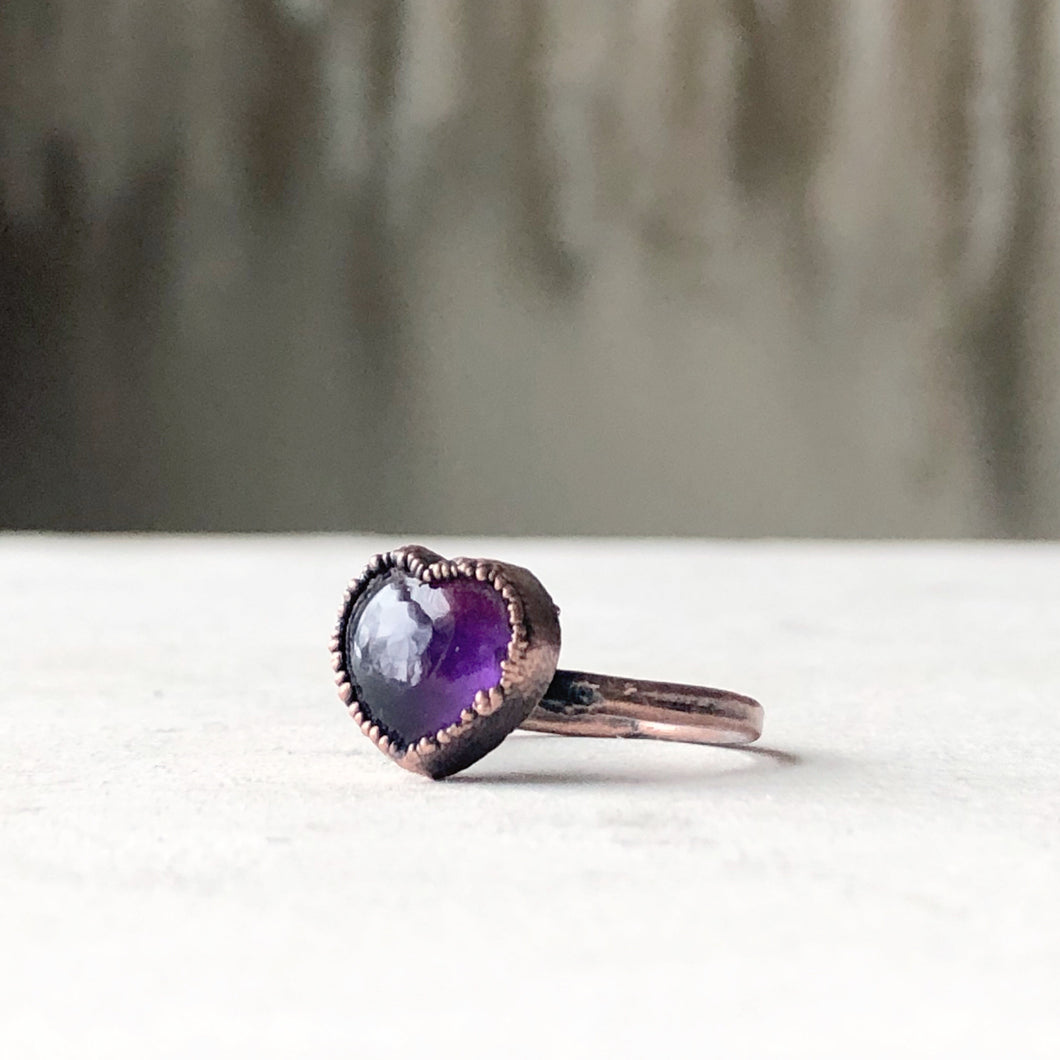 Amethyst Ring - Heart #2 (Size 7) - Ready to Ship