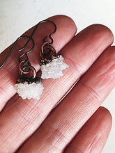 Load image into Gallery viewer, Clear Quartz Druzy Hanging Earrings - Made to Order
