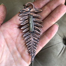 Load image into Gallery viewer, Electroformed Fern with Raw Green Kyanite Necklace #1
