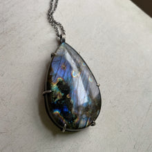 Load image into Gallery viewer, Labradorite New Moon Necklace #1 - Sterling Silver
