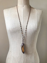 Load image into Gallery viewer, Electroformed Yellow Macaw Feather Necklace - Moksha Collection
