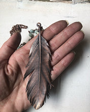 Load image into Gallery viewer, Large Electroformed Feather &amp; Amazonite Necklace #1 - Moksha Collection
