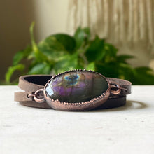 Load image into Gallery viewer, Purple Labradorite and Leather Wrap Bracelet/Choker
