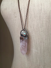 Load image into Gallery viewer, Rose Quartz and Angel Aura Cluster Long Necklace - Ready to Ship
