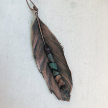 Load image into Gallery viewer, Electroformed Feather Necklace with Raw Chakra Stones #2 - Ready to Ship
