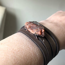 Load image into Gallery viewer, Raw Sunstone and Leather Wrap Bracelet/Choker - Ready to Ship
