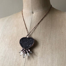 Load image into Gallery viewer, Dark Amethyst Druzy &amp; Clear Quartz Point Necklace #2 - Ready to Ship
