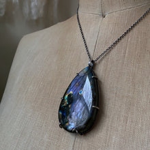 Load image into Gallery viewer, Labradorite New Moon Necklace #1 - Sterling Silver

