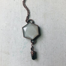 Load image into Gallery viewer, White Moonstone Hexagon and Dravite Necklace #3 - Ready to Ship
