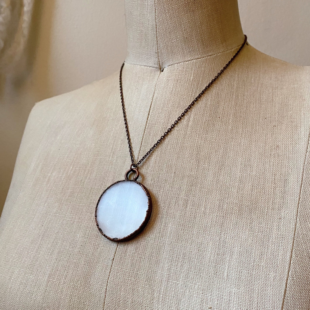 Selenite Full Moon Necklace - Ready to Ship