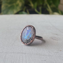 Load image into Gallery viewer, Rainbow Moonstone Ring - Oval #1 (Size 4.25) - Ready to Ship
