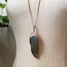 Load image into Gallery viewer, Electroformed Blue &amp; Green Macaw Feather Necklace #1 - Ready to Ship
