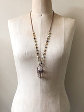 Load image into Gallery viewer, Polished Natural Citrine Point &amp; Flower Jade Necklace (Icarus Soaring)
