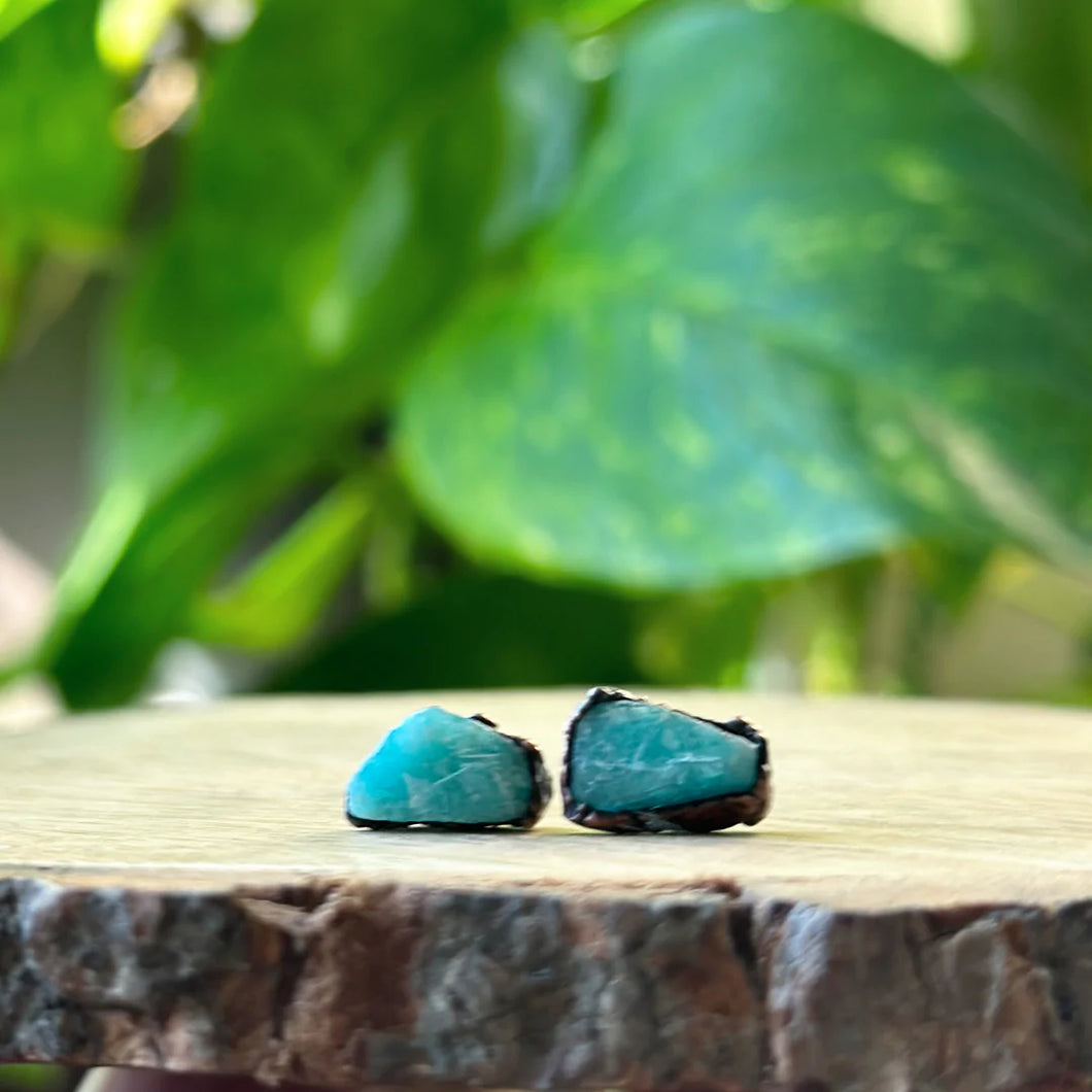 Raw Amazonite Stud Earrings - Made to Order