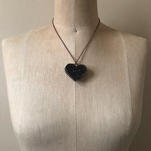 Load image into Gallery viewer, Dark Amethyst Druzy Heart Necklace (Super Blood Wolf Moon Collection)
