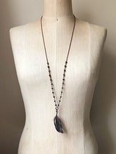 Load image into Gallery viewer, Electroformed Dark Gray Feather Necklace - Ready to Ship
