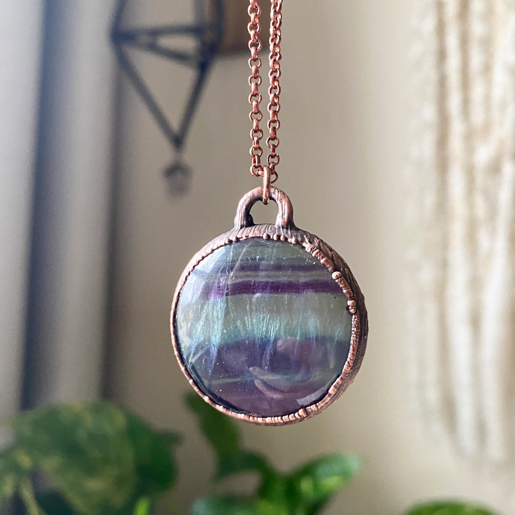 Fluorite Moon Necklace #3 - Ready to Ship
