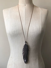 Load image into Gallery viewer, Electroformed Feather and Rainbow Moonstone Necklace #1 - Moksha Collection
