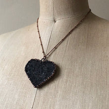 Load image into Gallery viewer, Dark Amethyst Druzy Heart Necklace - Ready to Ship

