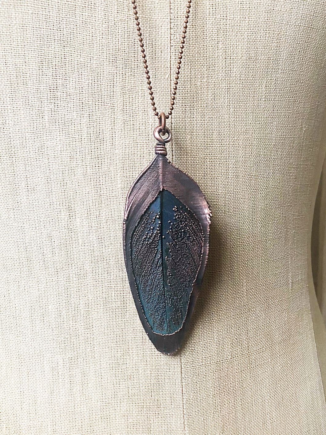 Blue Macaw Feather Necklace - Ready to Ship
