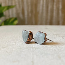 Load image into Gallery viewer, Raw Aquamarine Stud Earrings - Ready to Ship
