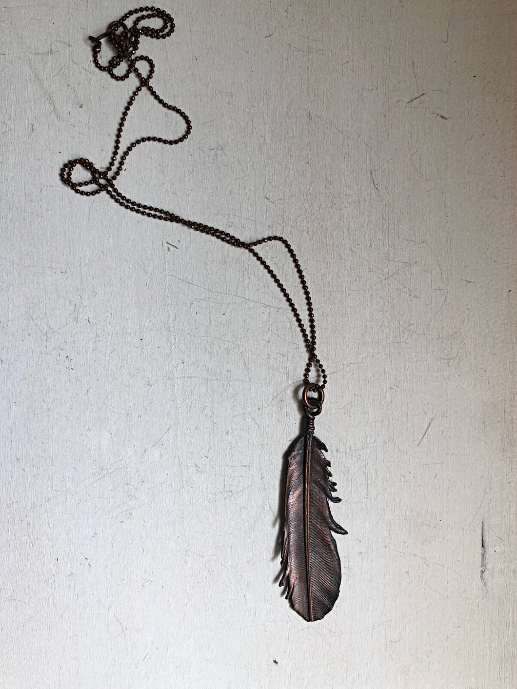 Electroformed Small Wild Feather Necklace (Icarus Soaring)