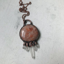 Load image into Gallery viewer, Round Sunstone &amp; Clear Quartz Necklace - Ready to Ship
