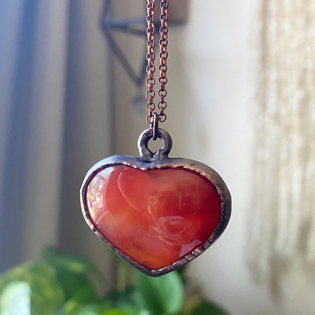 Carnelian Heart Necklace #2 - Ready to Ship