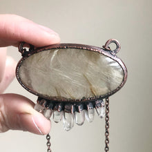 Load image into Gallery viewer, Rutile Quartz Oval with Clear Quartz Points Necklace - Ready to Ship
