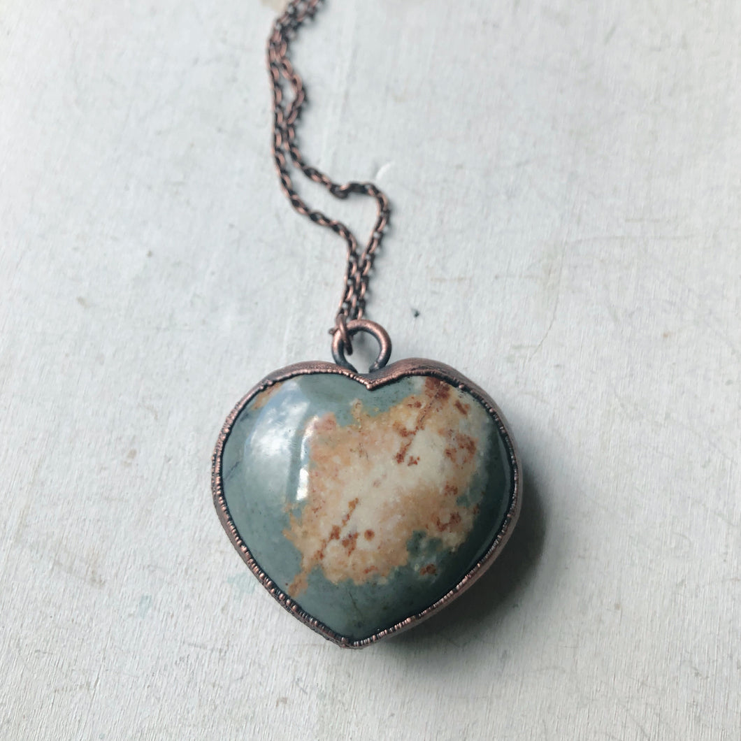 Polychrome Jasper Heart Necklace #9