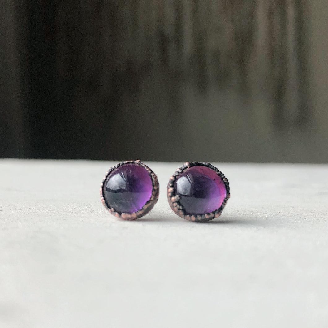 Round Amethyst Earrings #1 - Ready to Ship