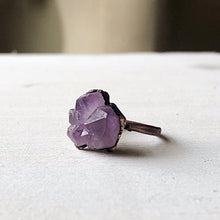 Load image into Gallery viewer, Tibetan Amethyst Mini Cluster Ring #1 (Size 5.25-5.5) - Tell Tale Heart Collection
