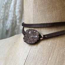 Load image into Gallery viewer, Ametrine Druzy and Leather Wrap Bracelet/Choker #1 - Ready to Ship
