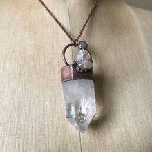 Load image into Gallery viewer, Clear Quartz Point, Angel Aura and Moonstone Necklace - Ready to Ship
