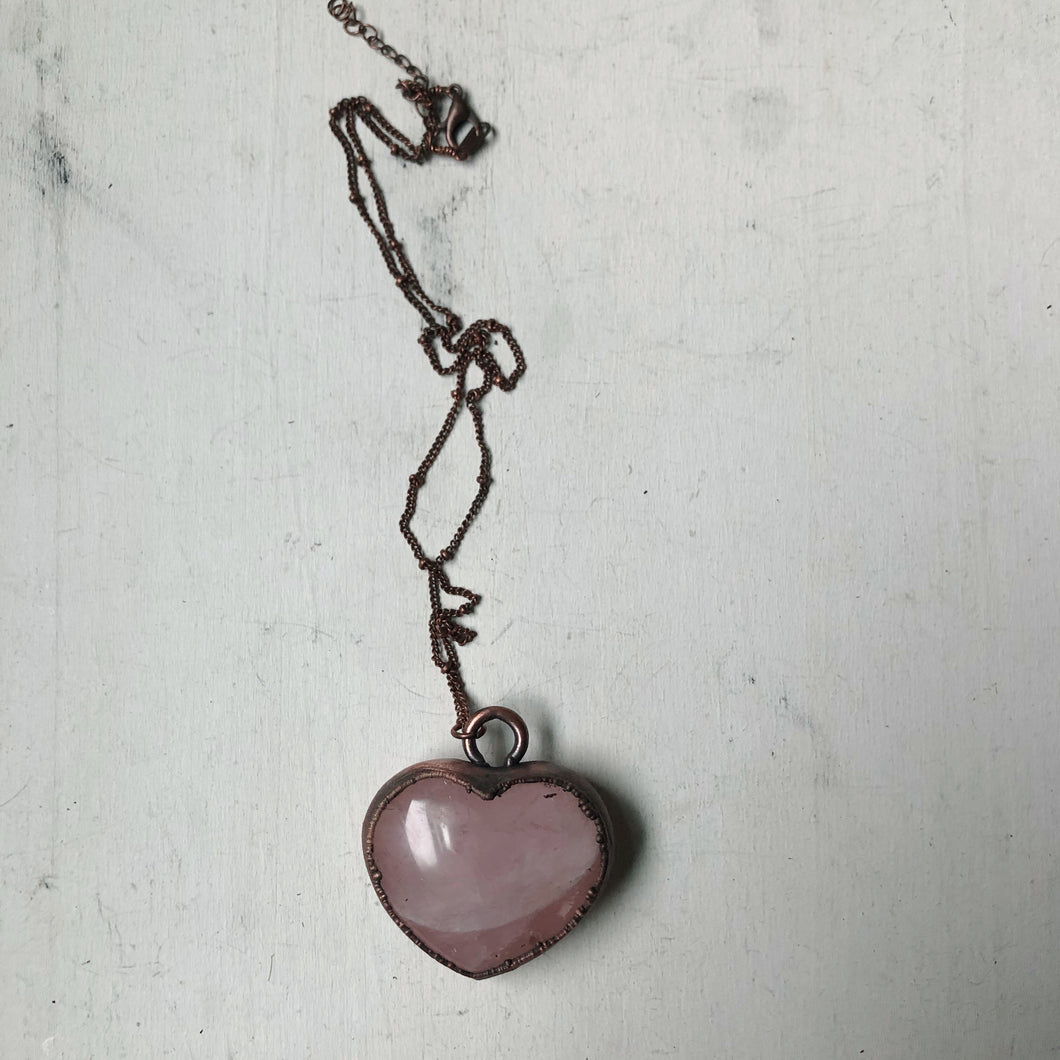 Rose Quartz Heart Necklace #1